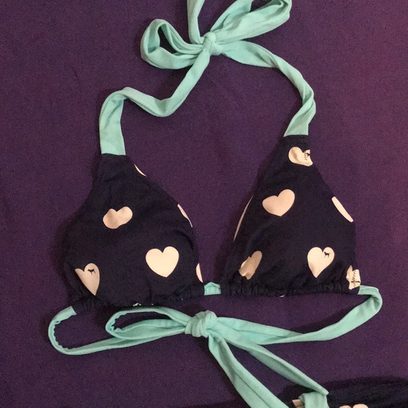 Victoria’s Secret Pink Heart Bikini Navy sz small - Picture 2 of 5